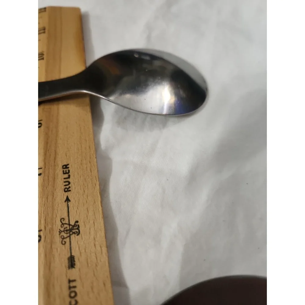 Vintage MCM Stainless Steel With Wood Handles Salad Server Set